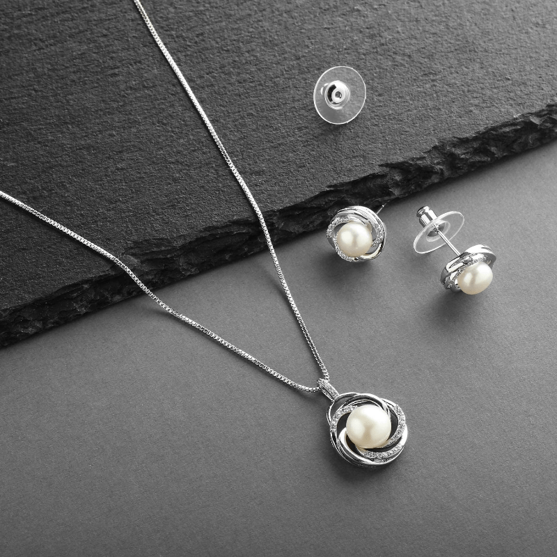 Polished Pearl Swirl Jewelry Set