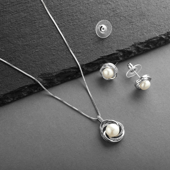 Polished Pearl Swirl Jewelry Set