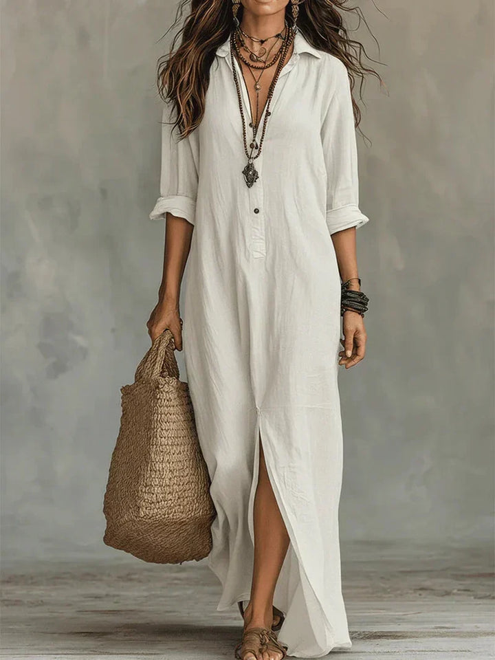 Celine™ | Black Maxi Dress with Buttons