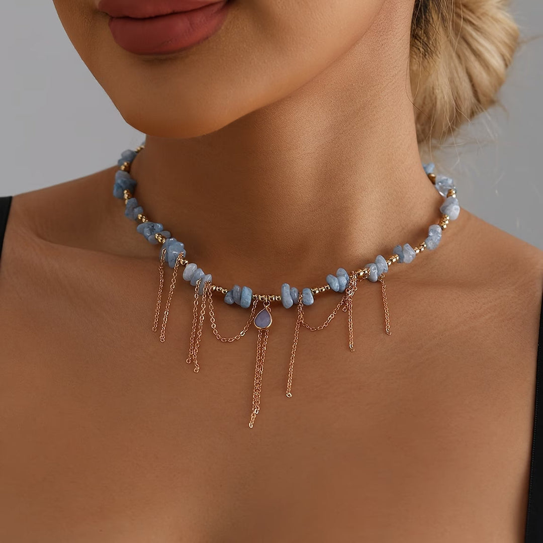 Statement Turquoise Golden Chain Necklace