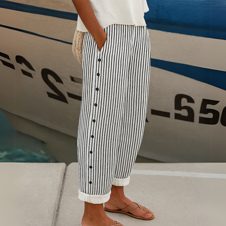 Caitlin | Stylish Striped Button Pant