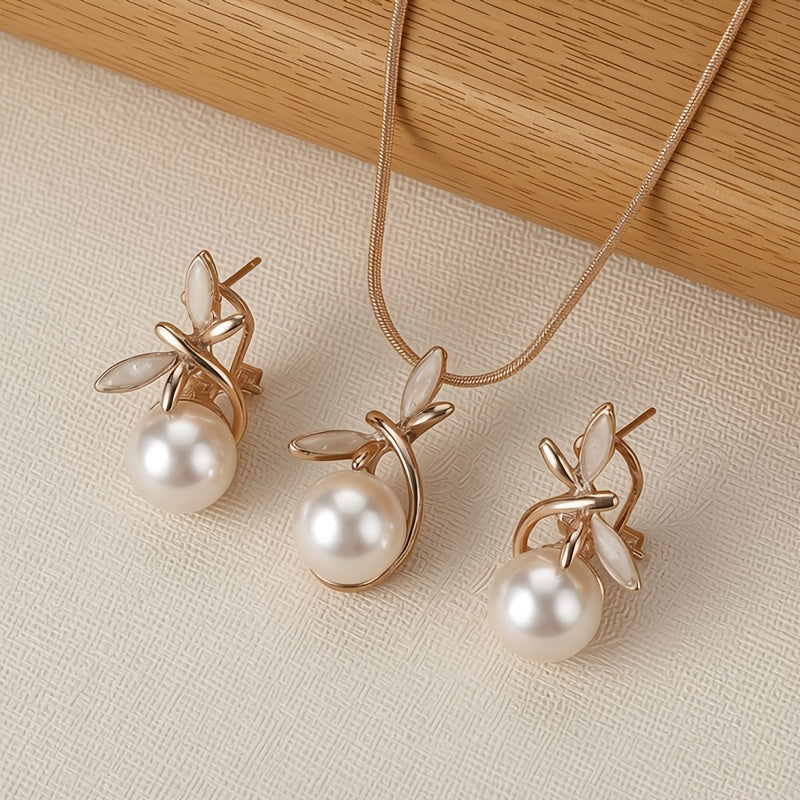 Charming Dragonfly Pearl Jewelry Set