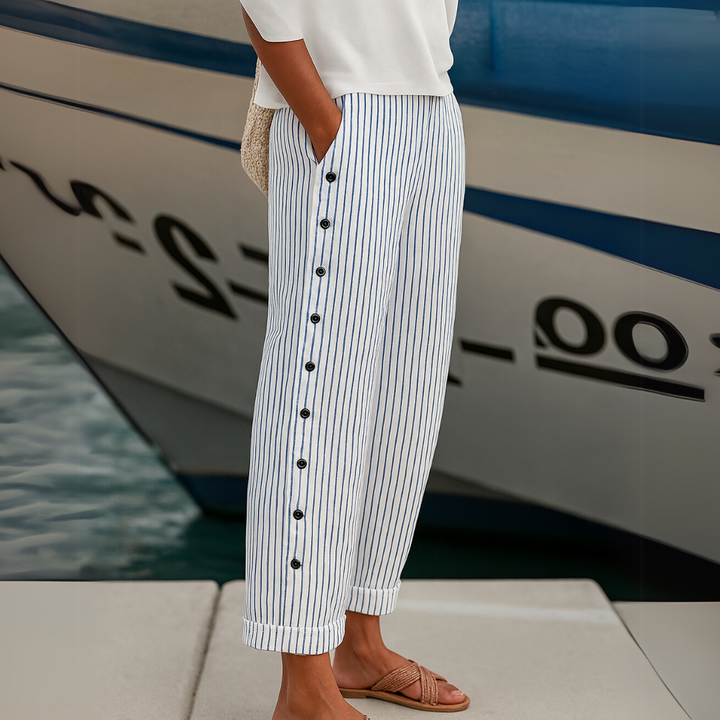 Caitlin | Stylish Striped Button Pant
