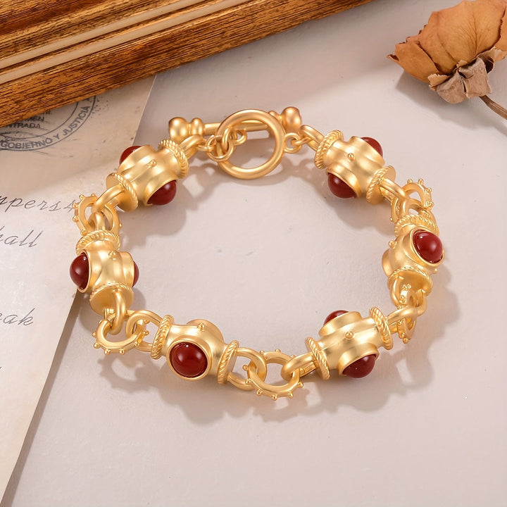 Elegant Turquoise Cabochon Link Bracelet