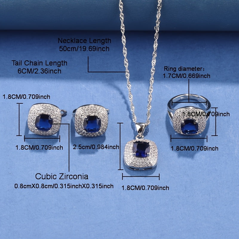 Statement Zirconia Halo Jewelry Set