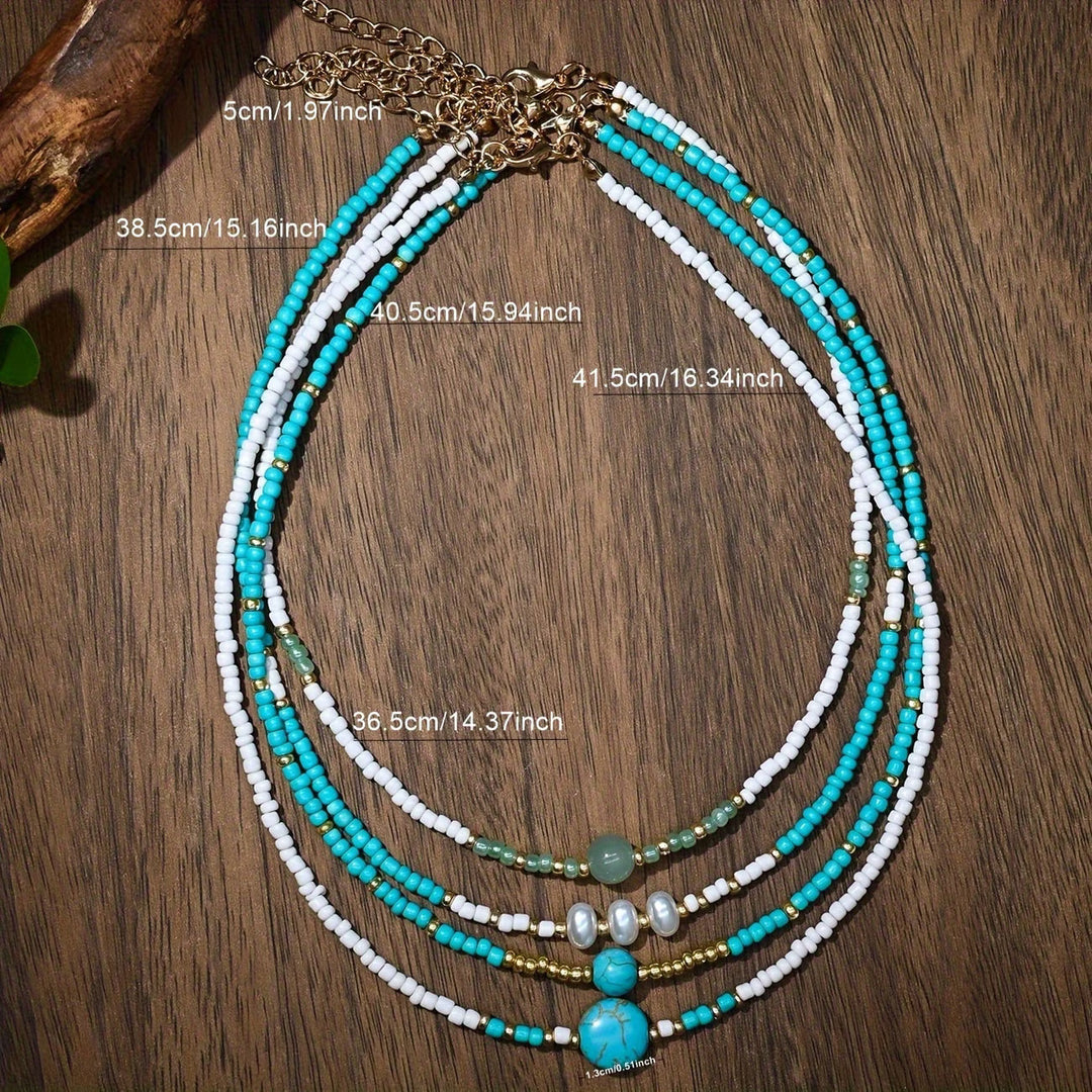 Bohemian Pearl and Turquoise Beaded Bracelet Set