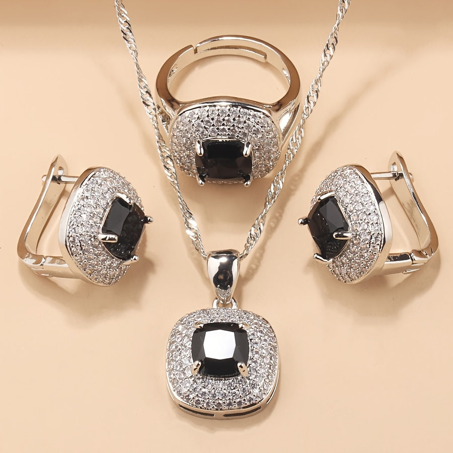 Statement Zirconia Halo Jewelry Set