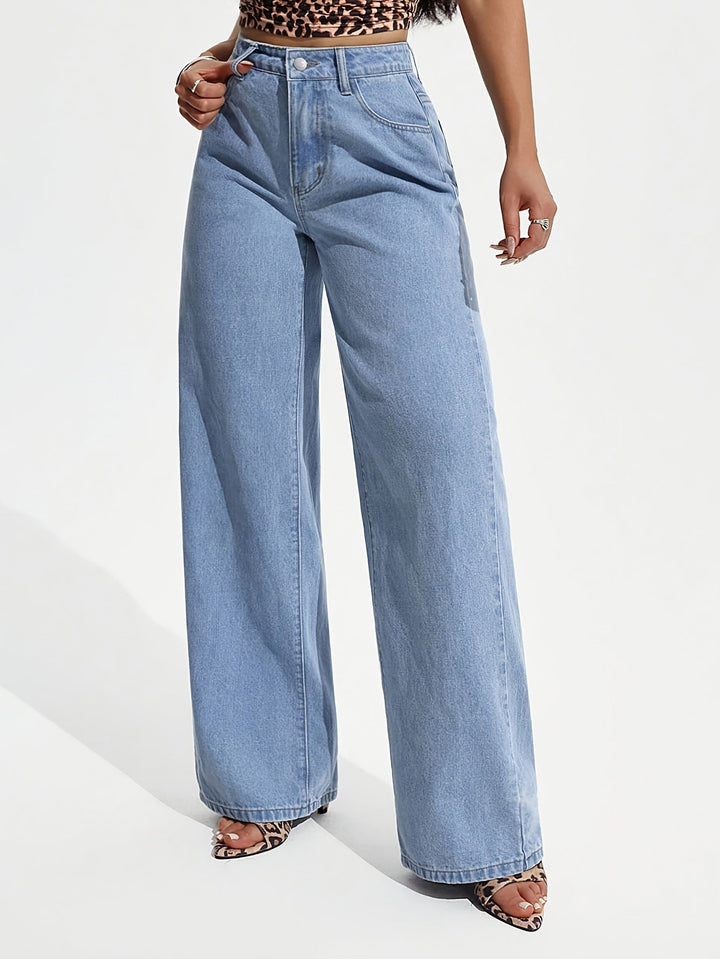 Relaxed Wide Leg Jeans for Women with High Waist Flowing Loose Fit Denim Style
