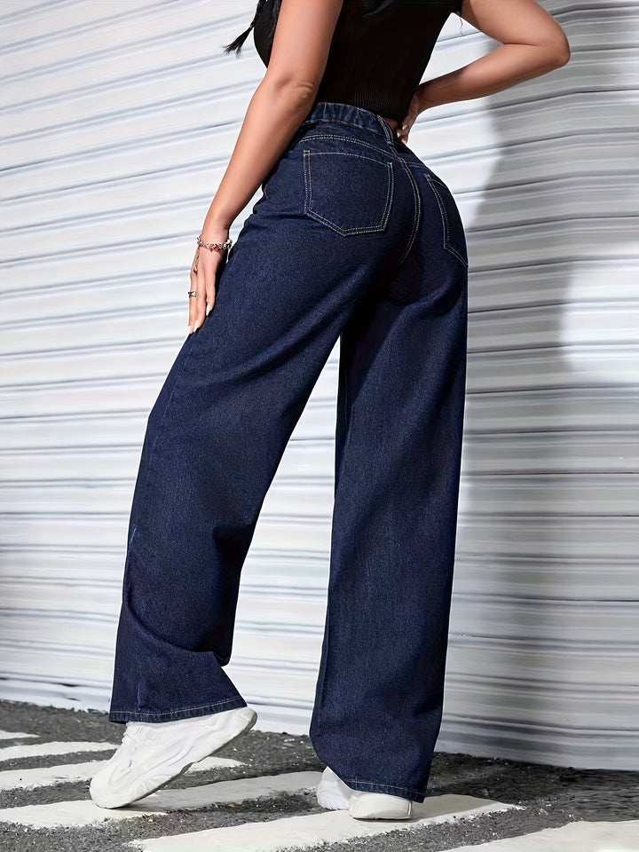 Relaxed Wide Leg Jeans for Women with High Waist Flowing Loose Fit Denim Style