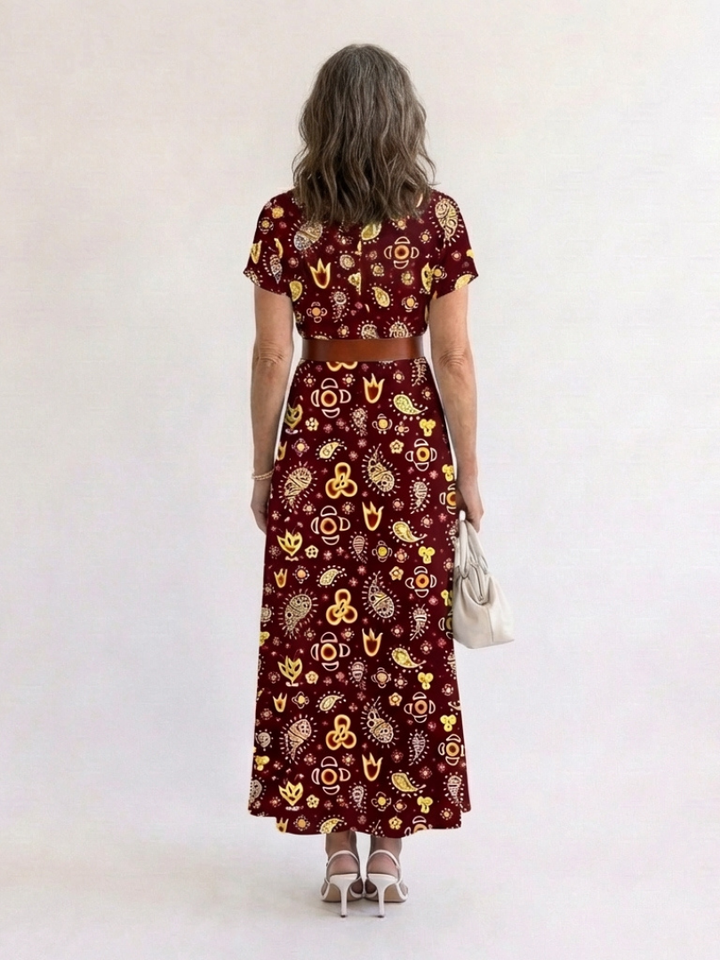 Effortless Floral Mini Dress for Women with V Neck Short Sleeve Belted Flowing Style