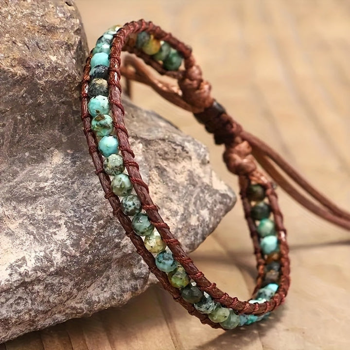 Boho Adjustable Turquoise Stone Wrap Bracelet