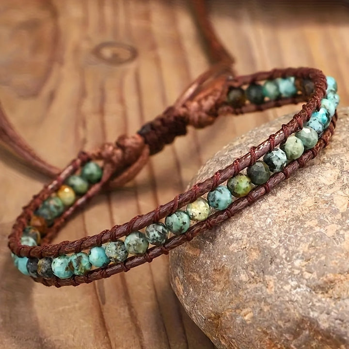 Boho Adjustable Turquoise Stone Wrap Bracelet
