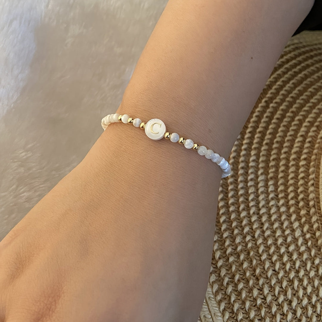 Elegant Initial Pearl Bracelet