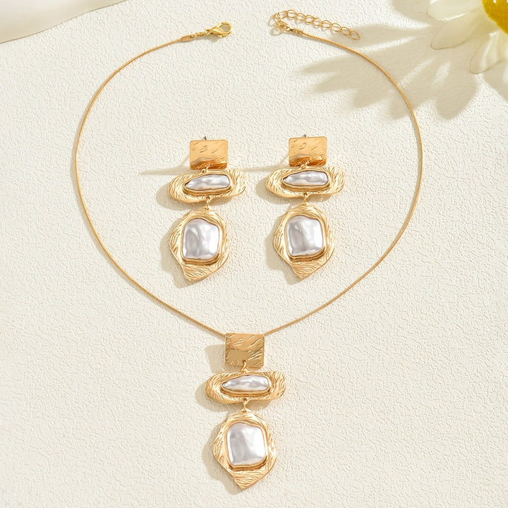 Elegant Pearl Mosaic Jewelry Set