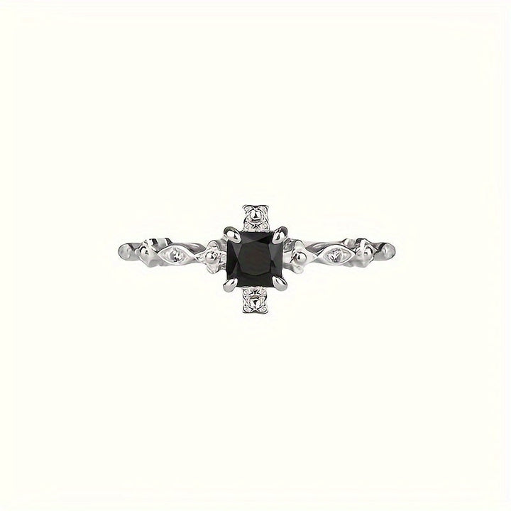 Elegant Black Square Inlay Ring
