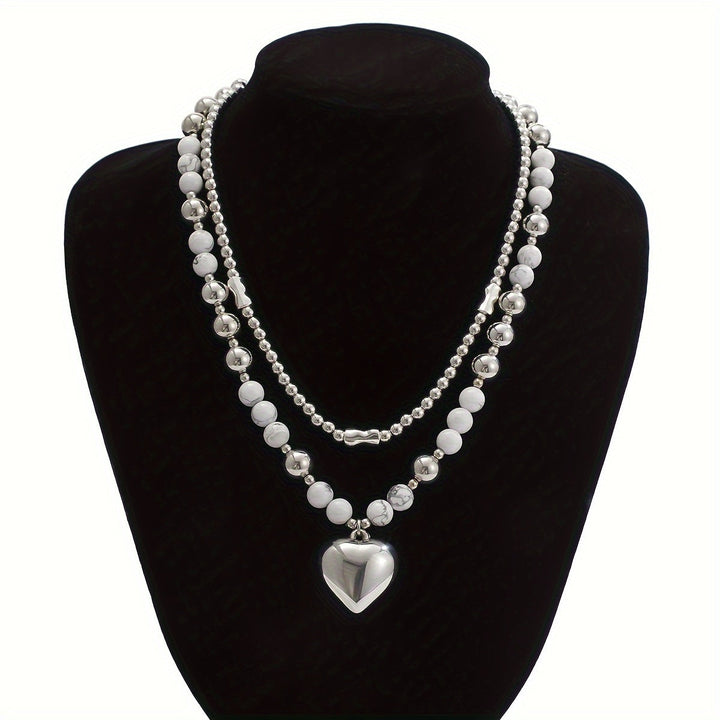 Vintage Silver Heart Necklace Set of 2