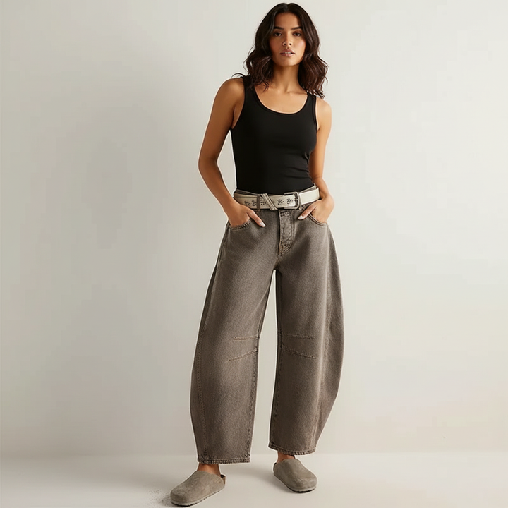 Effortless Baggy Jeans for Women with High Waisted Curved Barrel Leg Relaxed Casual Style
