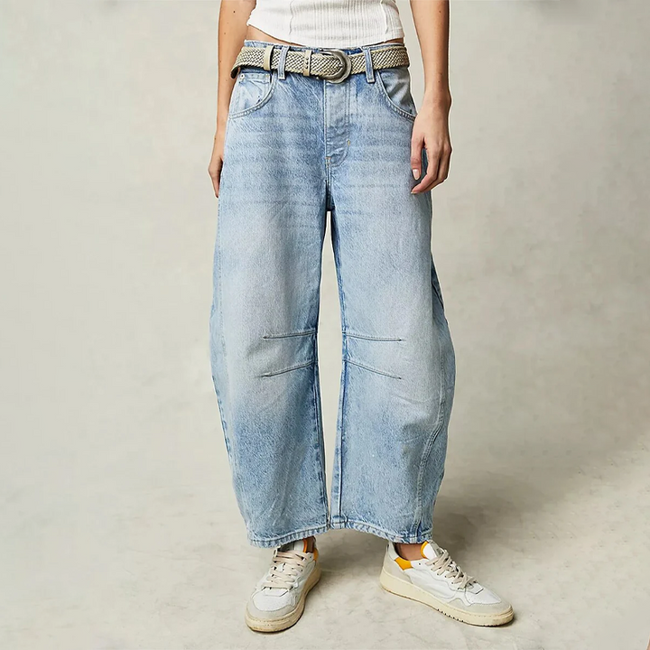 Effortless Baggy Jeans for Women with High Waisted Curved Barrel Leg Relaxed Casual Style