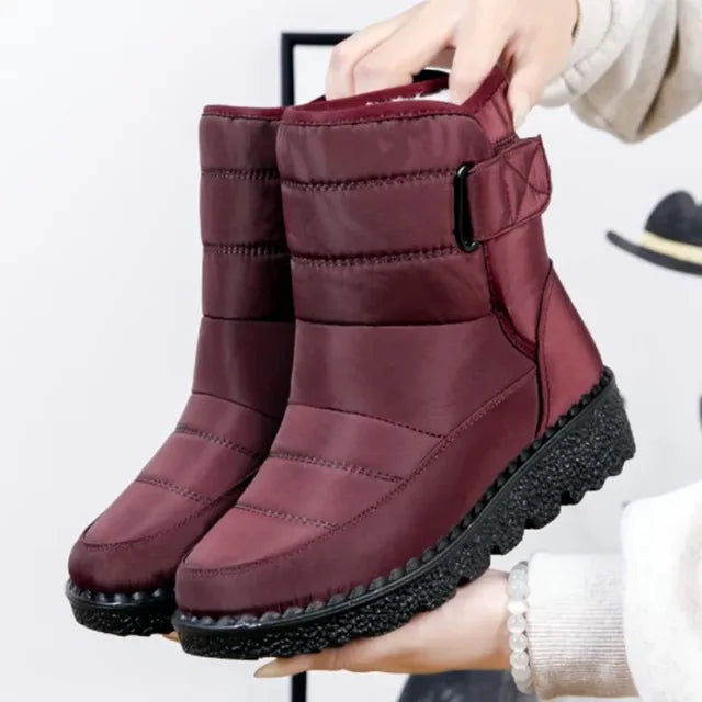 Cozy Quilted Snow Boots for Women with Fur Lined Buckle Non Slip Style