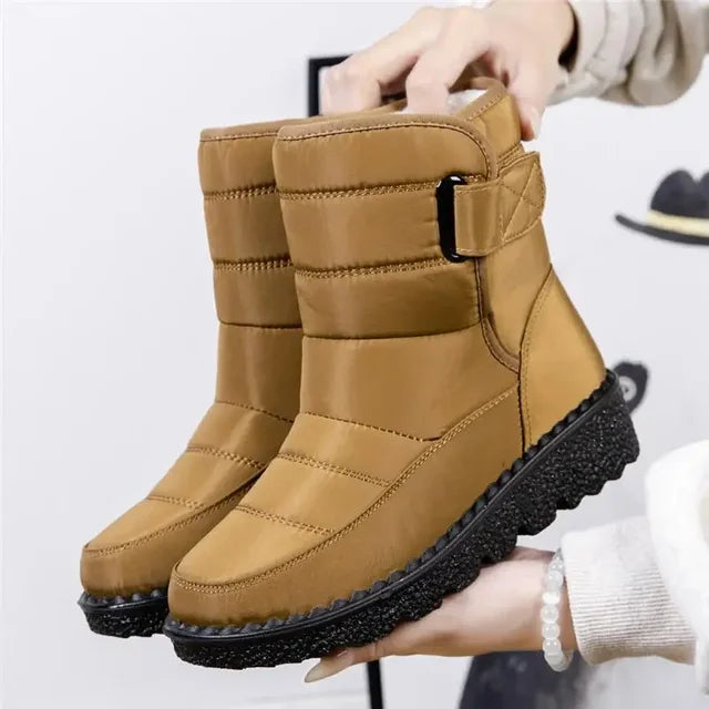 Cozy Quilted Snow Boots for Women with Fur Lined Buckle Non Slip Style