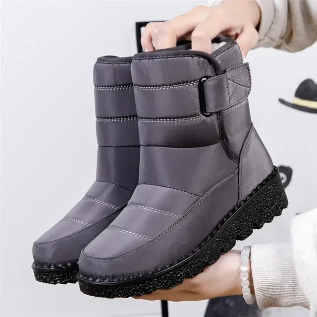 Cozy Quilted Snow Boots for Women with Fur Lined Buckle Non Slip Style
