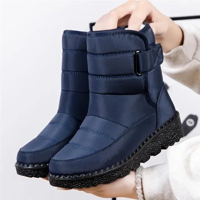 Cozy Quilted Snow Boots for Women with Fur Lined Buckle Non Slip Style