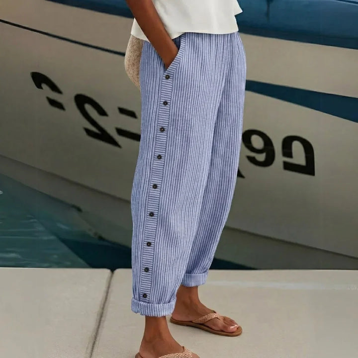 Caitlin | Stylish Striped Button Pant