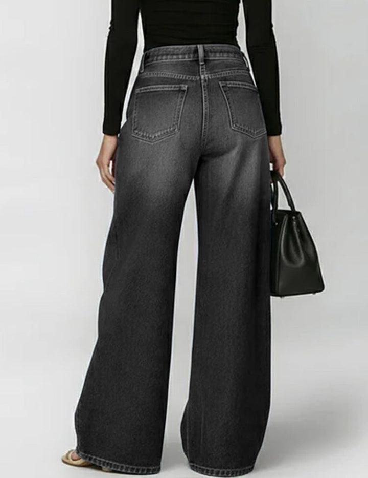Effortless Grommet Cutout High Waisted Jeans for Women with Wide Leg Relaxed Denim Casual Style