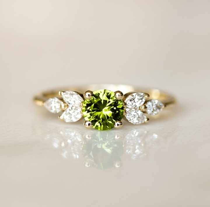 Sophisticated Olive Zirconia Vintage Ring