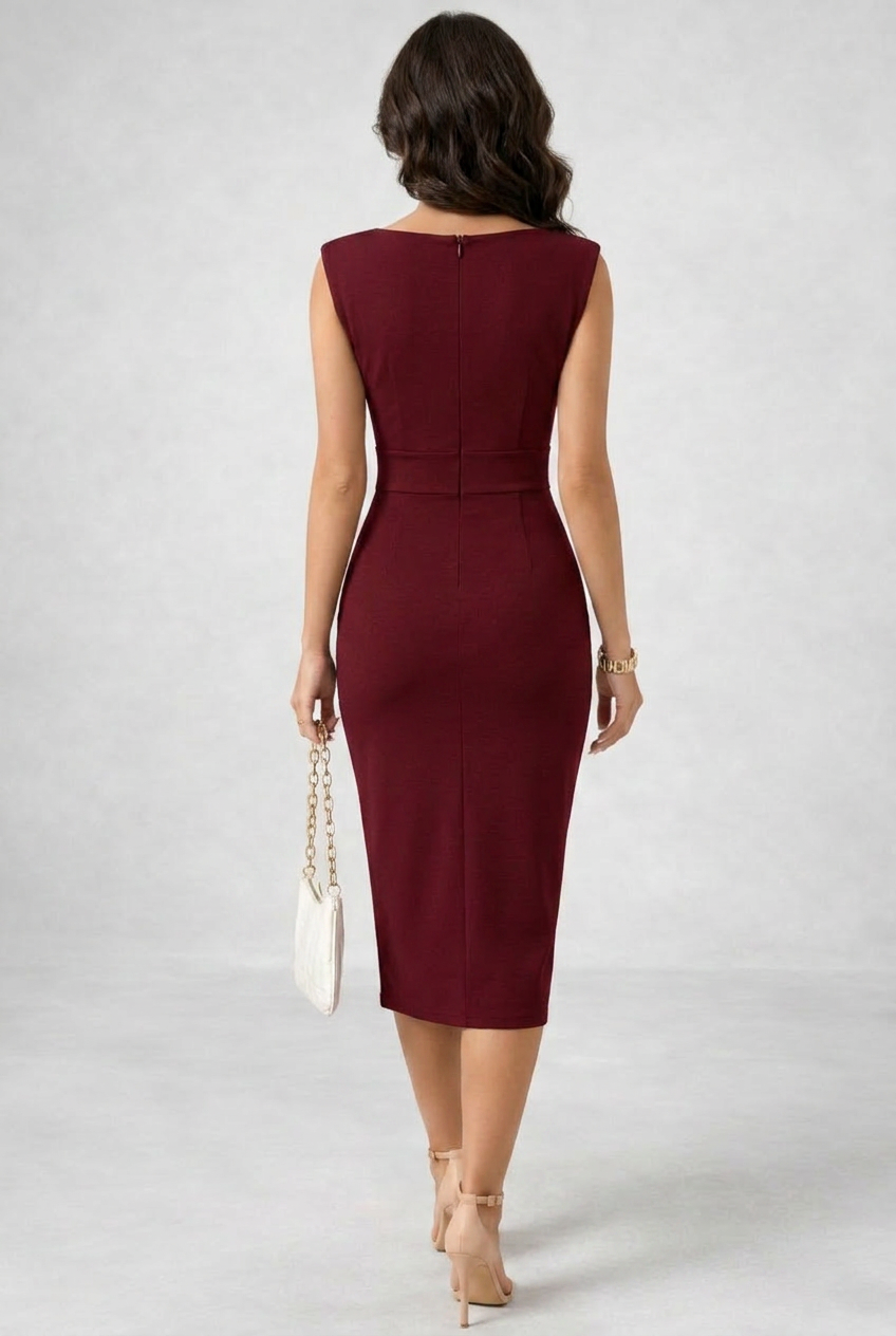 Elegant Bodycon Mini Dress for Women with Cowl Neck Sleeveless Fitted Cocktail Style
