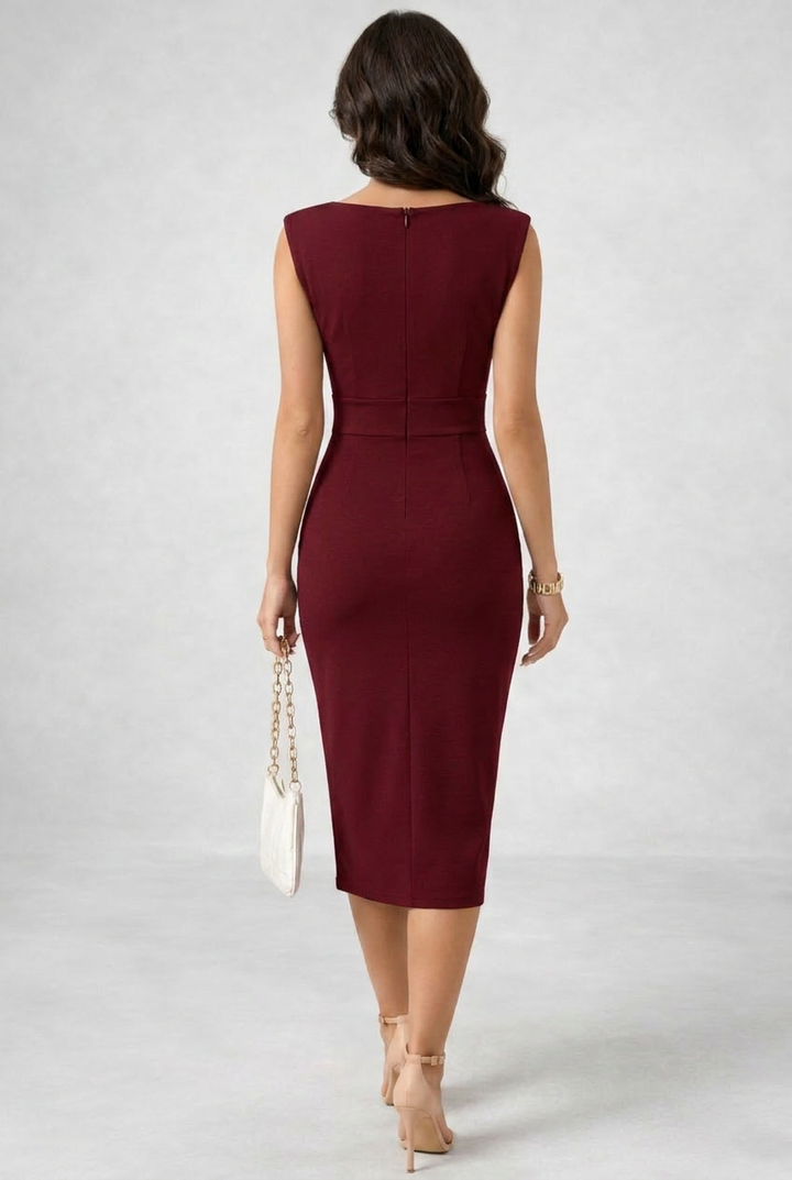 Elegant Bodycon Mini Dress for Women with Cowl Neck Sleeveless Fitted Cocktail Style