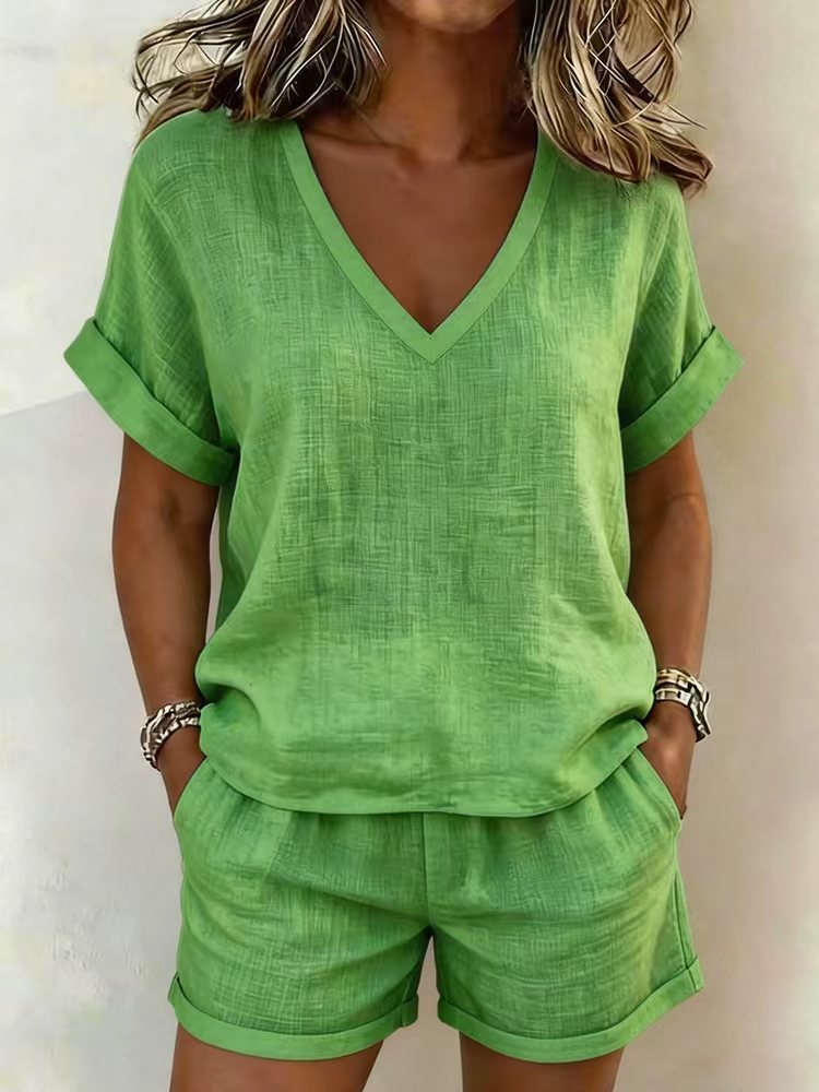 Seren™ | V-Neck Top & Shorts Set