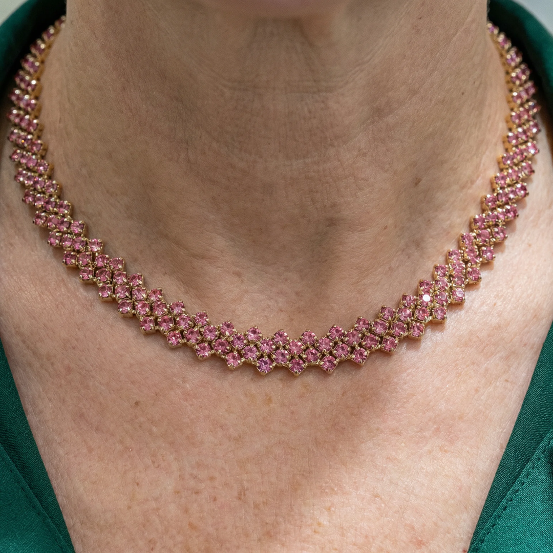 Elegant Rosé Sapphire Layered Necklace