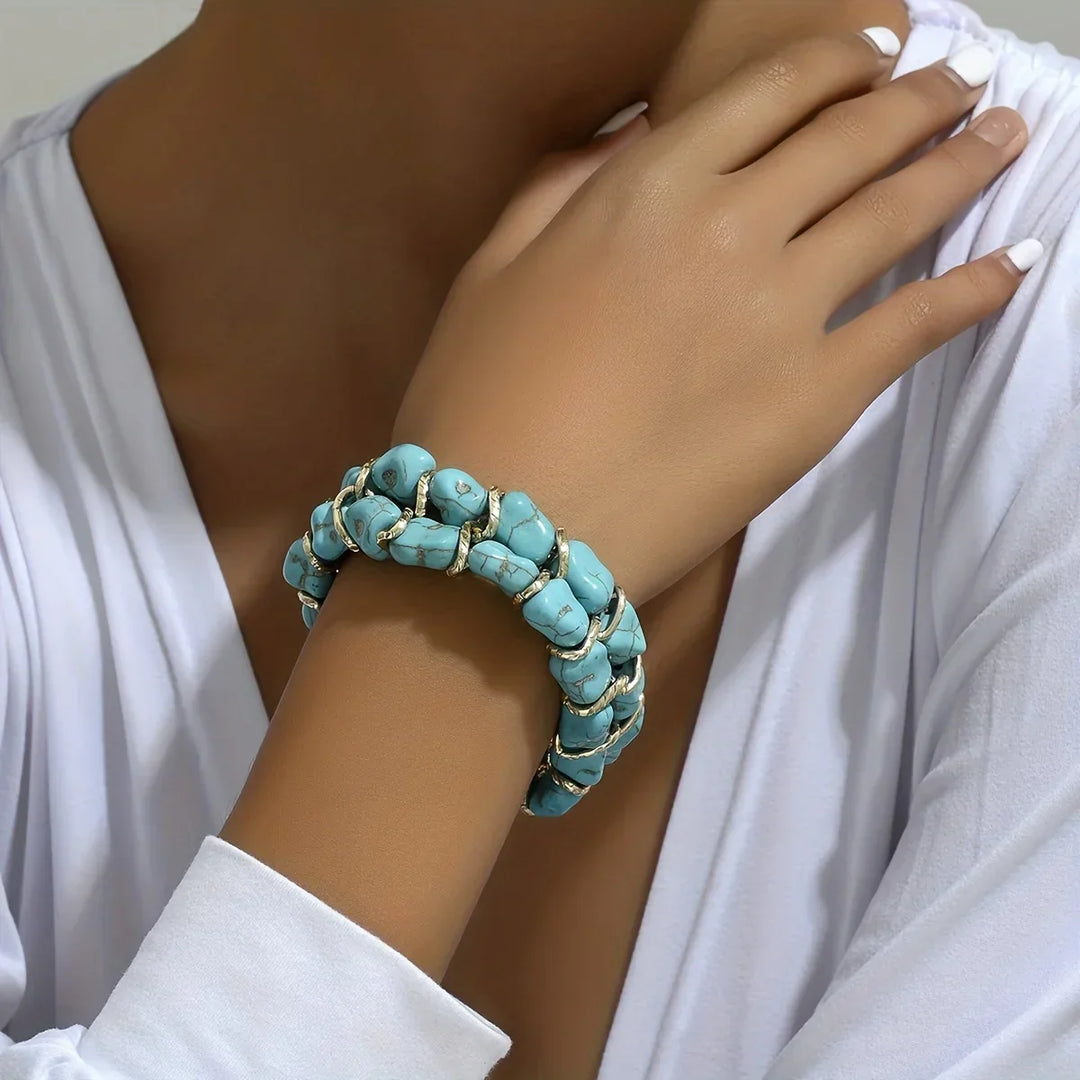 Elegant Turquoise Gold Bracelet