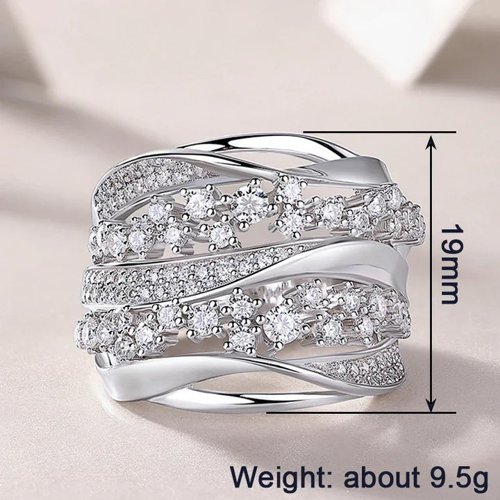 Lustrous Layered Crystal Ring