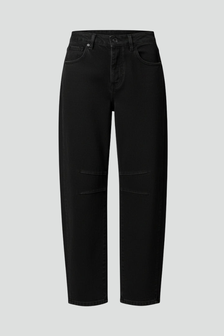 Effortless Black Jeans for Women with High Waist Relaxed Barrel Leg Tapered Style