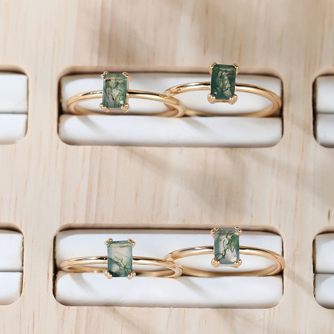 Natural Moss Emerald Ring