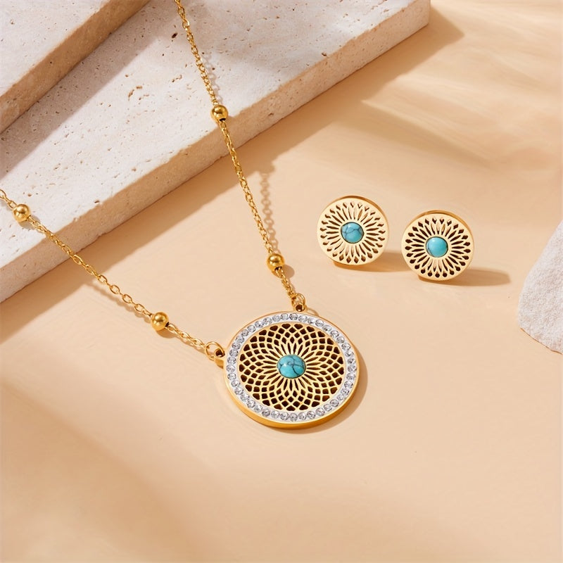 Elegant Turquoise Medallion Jewelry Set