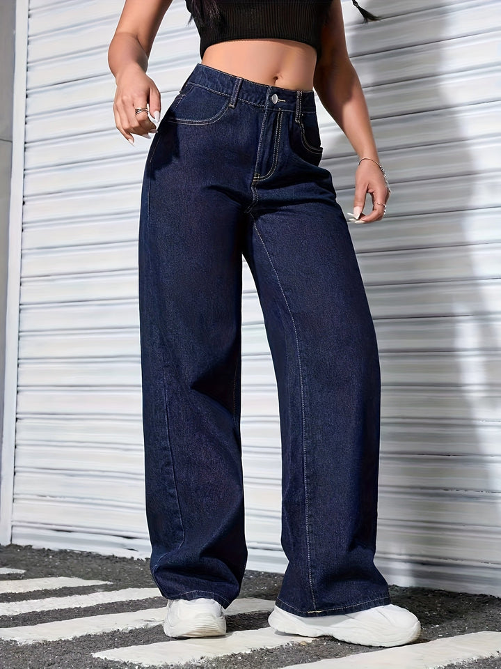 Relaxed Wide Leg Jeans for Women with High Waist Flowing Loose Fit Denim Style