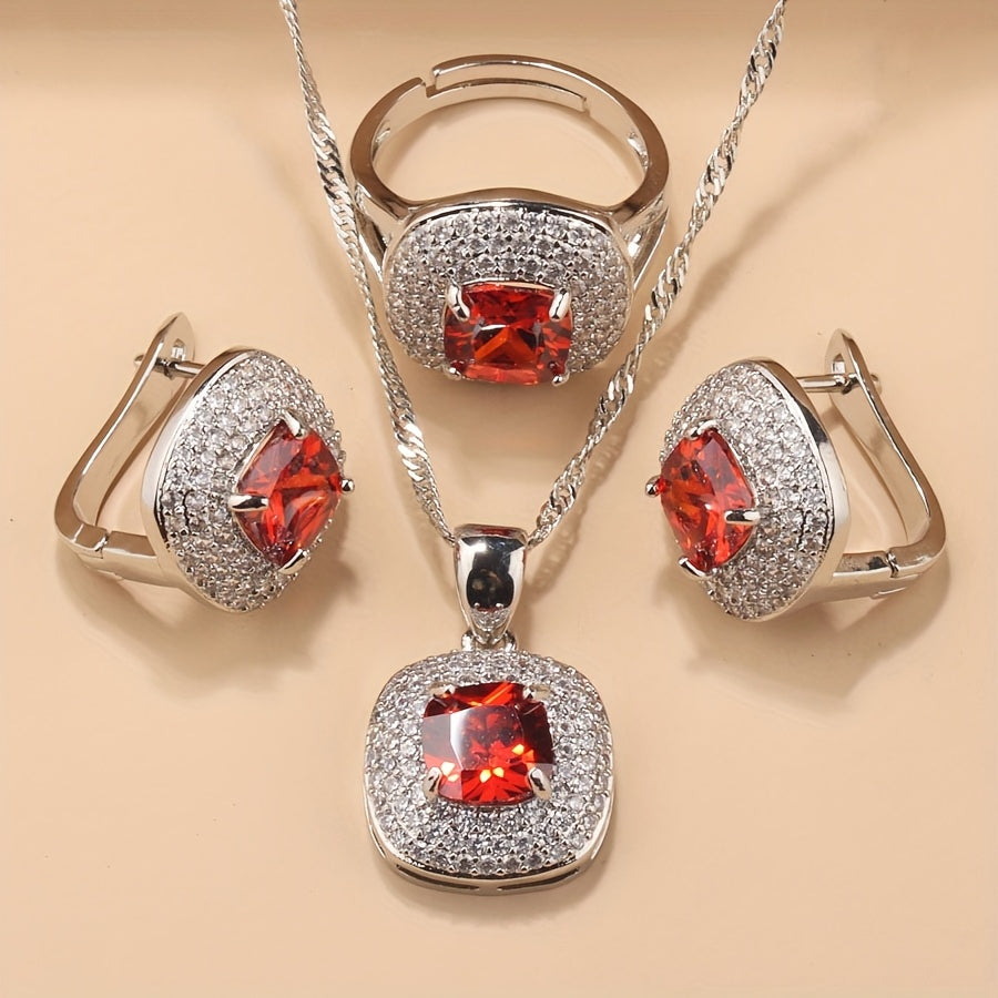 Statement Zirconia Halo Jewelry Set