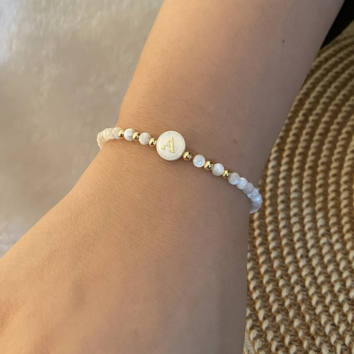Elegant Initial Pearl Bracelet