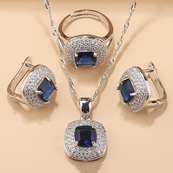 Statement Zirconia Halo Jewelry Set