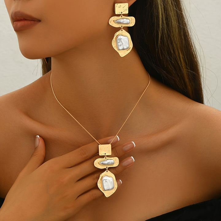 Elegant Pearl Mosaic Jewelry Set