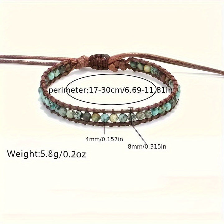 Boho Adjustable Turquoise Stone Wrap Bracelet