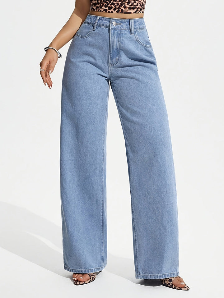 Relaxed Wide Leg Jeans for Women with High Waist Flowing Loose Fit Denim Style