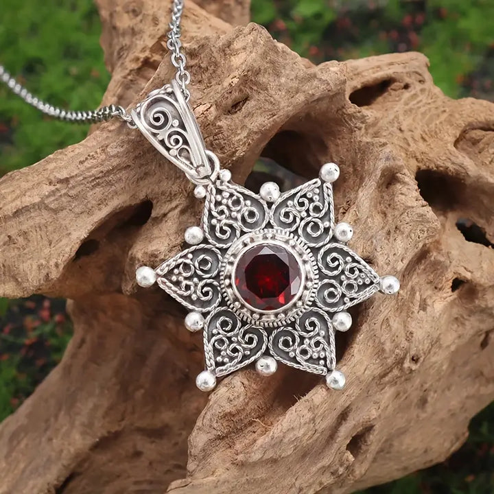 Sophisticated Ruby White Gold Necklace