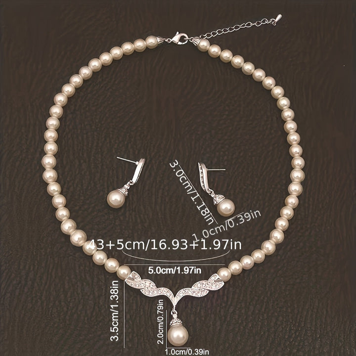 Luxe Pearl Leaf Jewelry Set