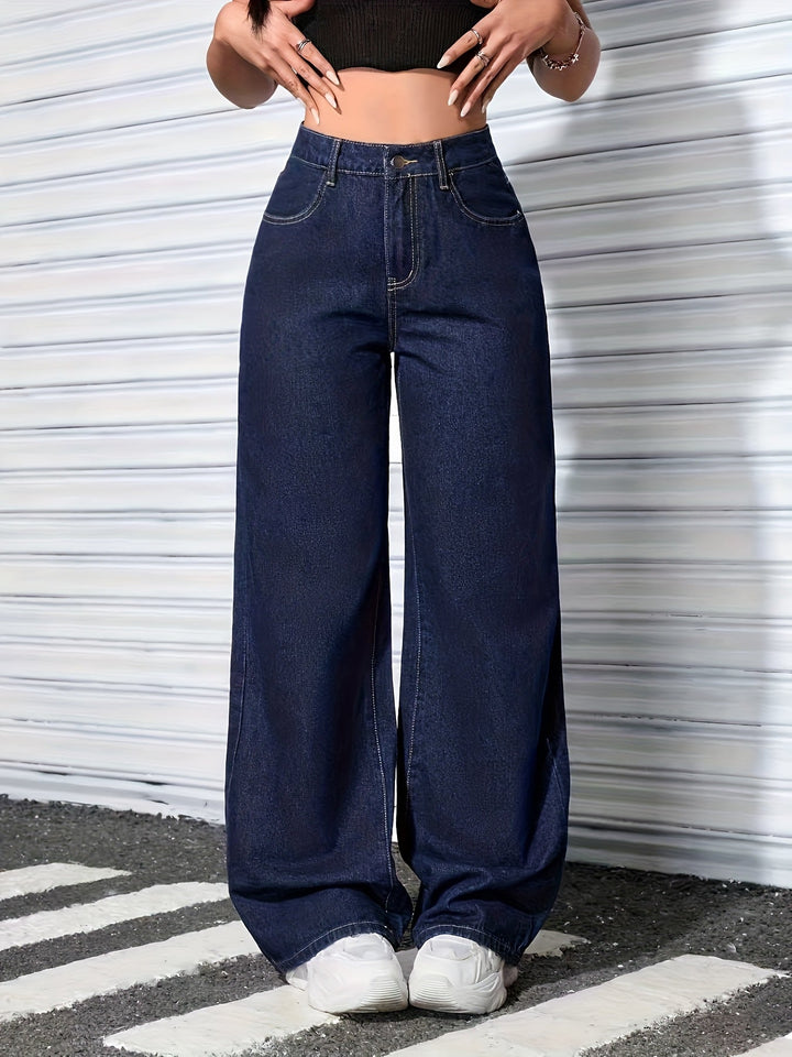 Relaxed Wide Leg Jeans for Women with High Waist Flowing Loose Fit Denim Style
