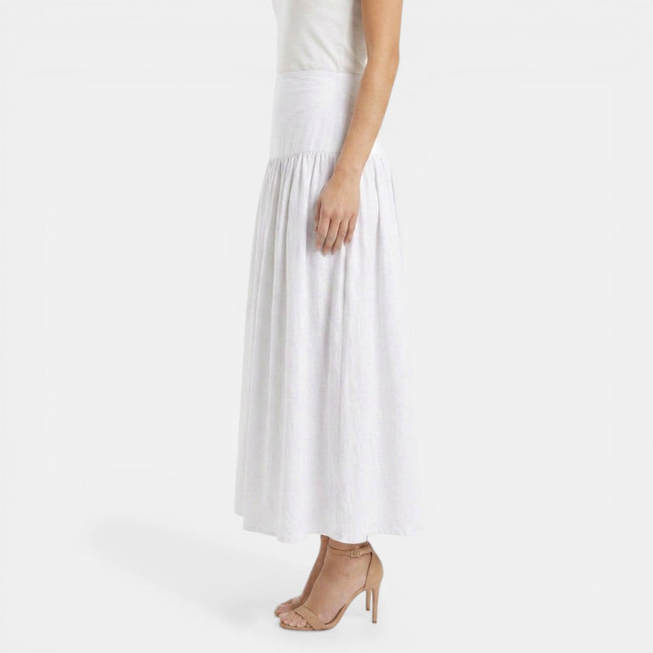 Effortless Linen Maxi Skirt for Women with High Waist Tiered Flowing Bohemian Style