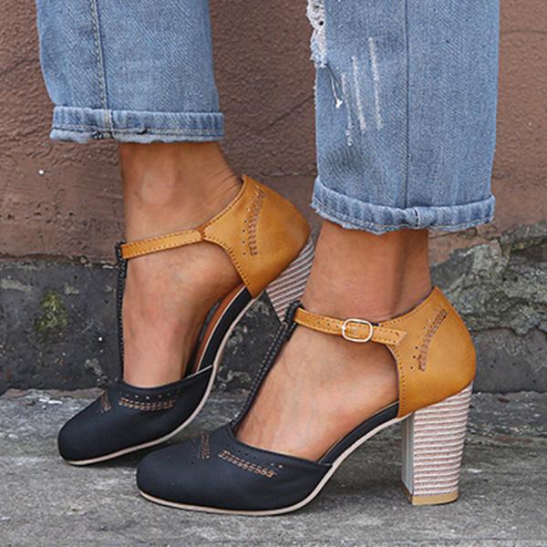 Lorette™ | Block Heel T-Strap Mary Jane Heels